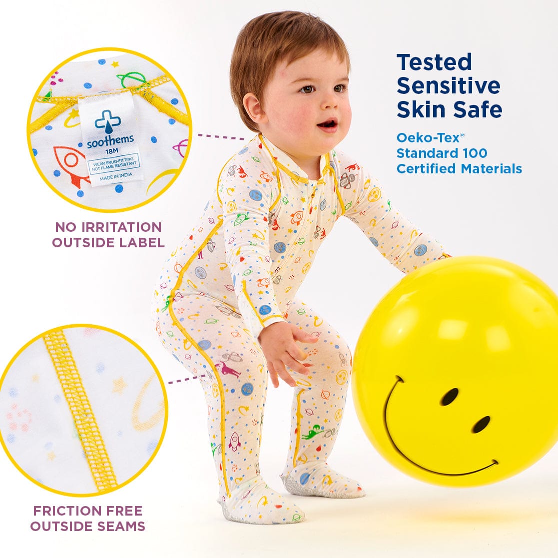 “Eczema Infant Sleepwear made from TENCEL with irritation free seams for boy and girls with Sensitive Skin and Sensory Disorder” 