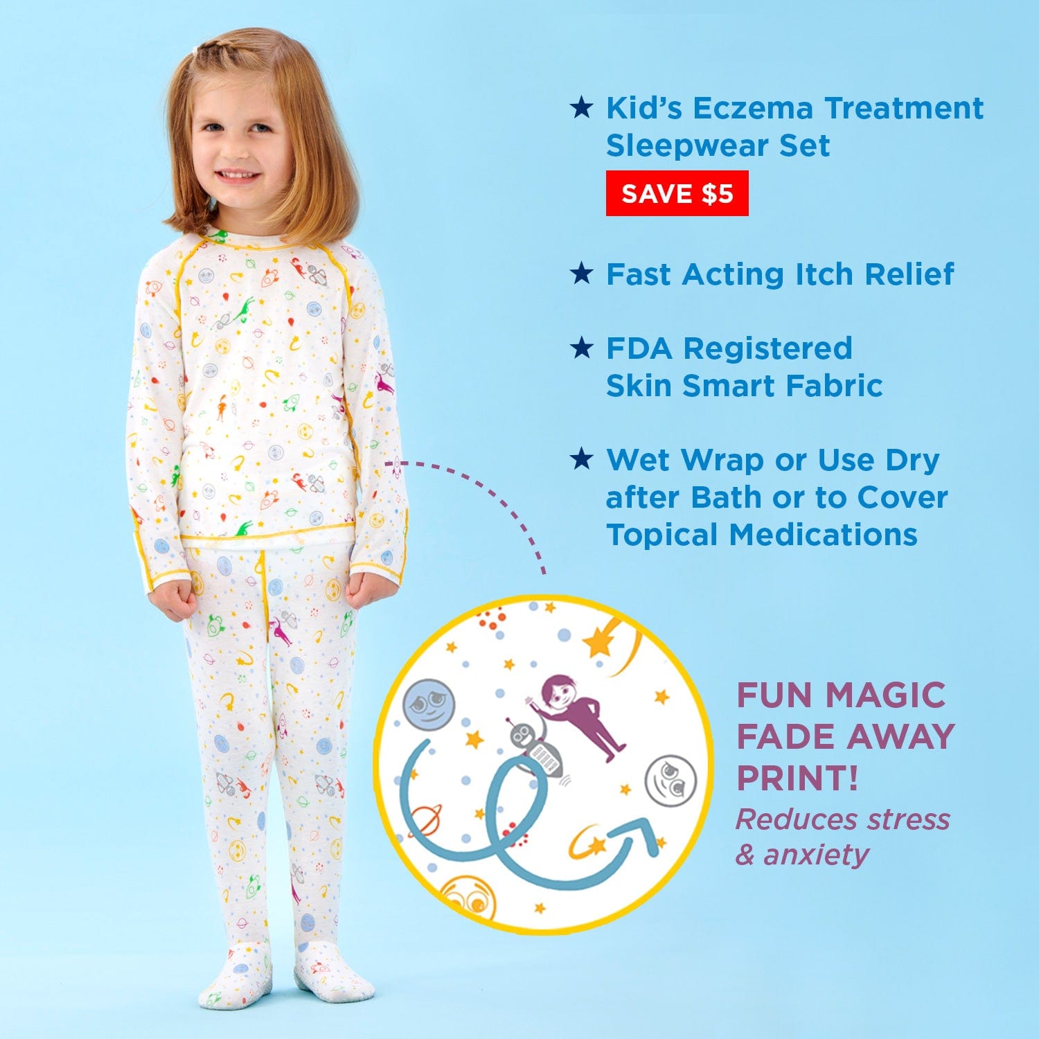 “Eczema Pajamas Sleep Shirt and Leggings for Toddler and Children made from Zinc TENCEL for Wet Wrapping Therapy and Itch Relief” 