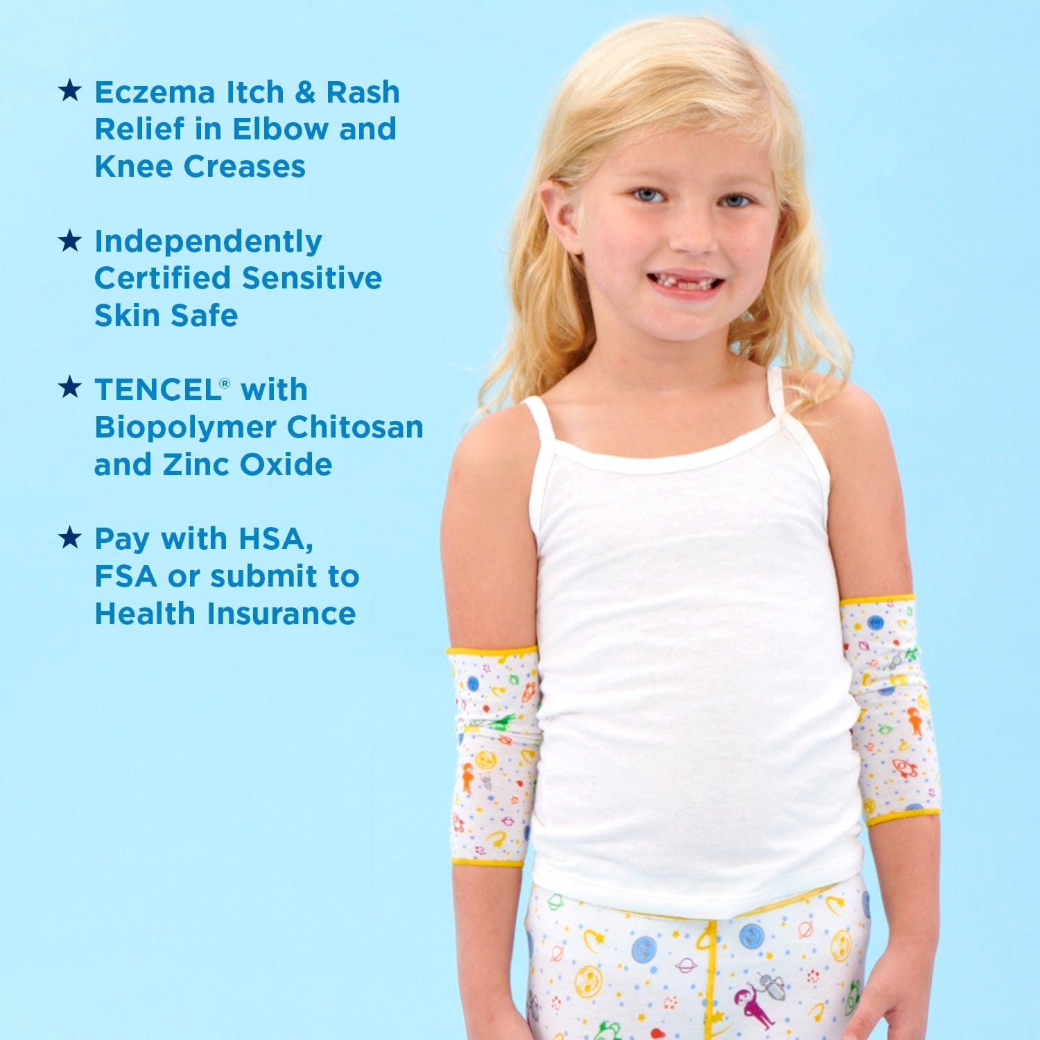 “Eczema Baby Sleeves with anti scratch TENCEL and zinc oxide to Control arm and leg, knee, ankle and foot itching at Night”