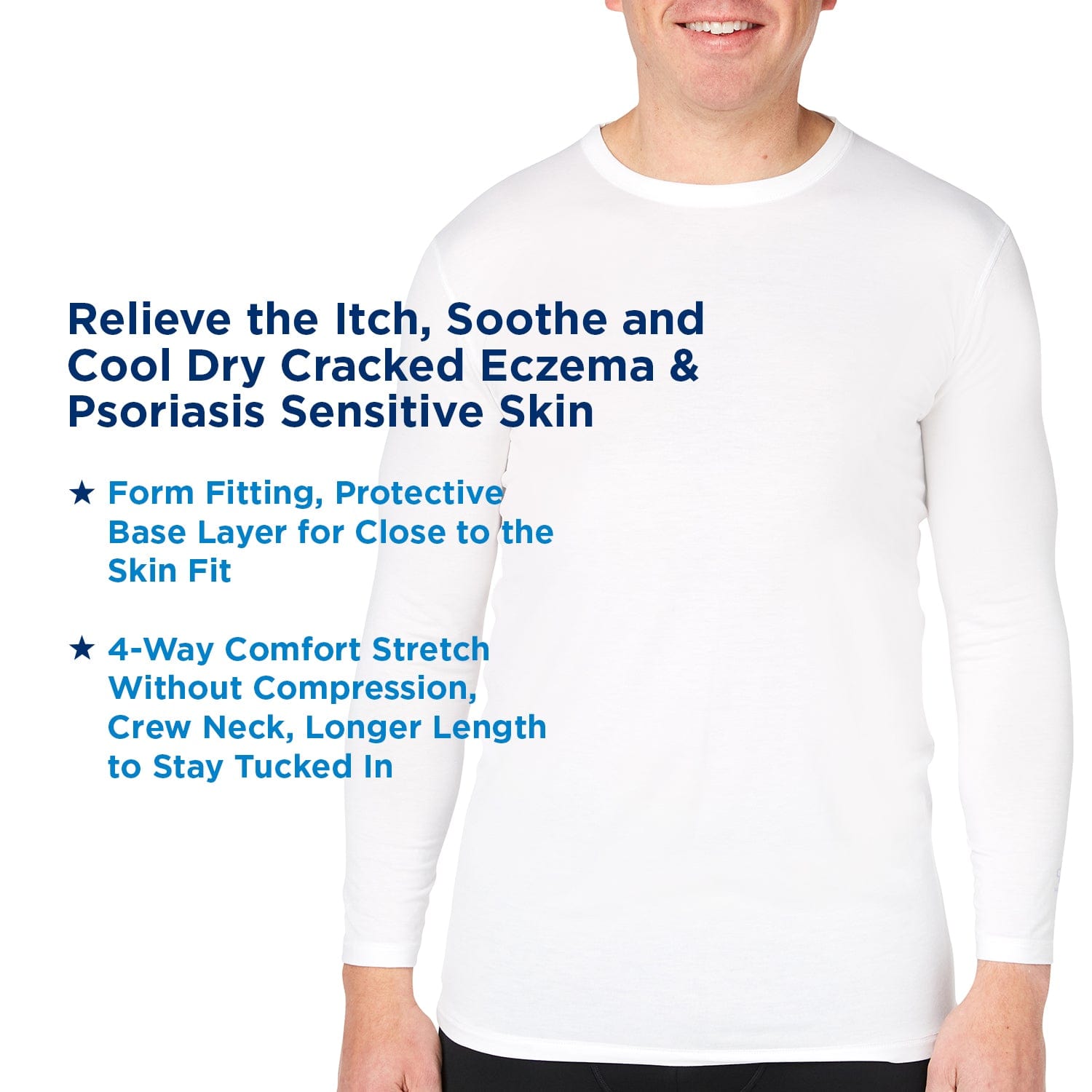 Soothems Men's Undershirt for Eczema | Psoriasis & Sensitive Skin Treatment Baselayer Clothing | Soothems