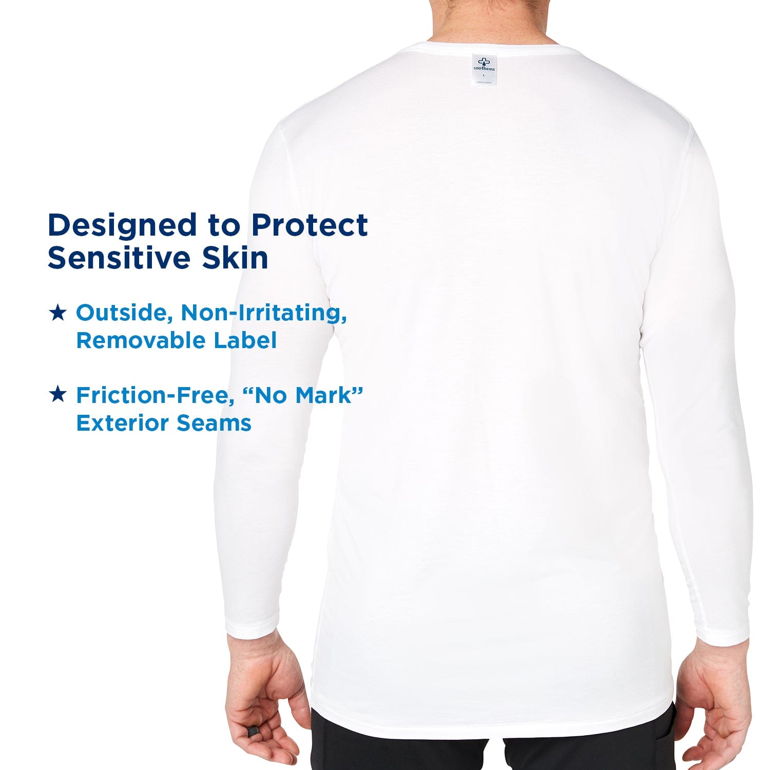Soothems Men's Undershirt for Eczema | Psoriasis & Sensitive Skin Treatment Baselayer Clothing | Soothems