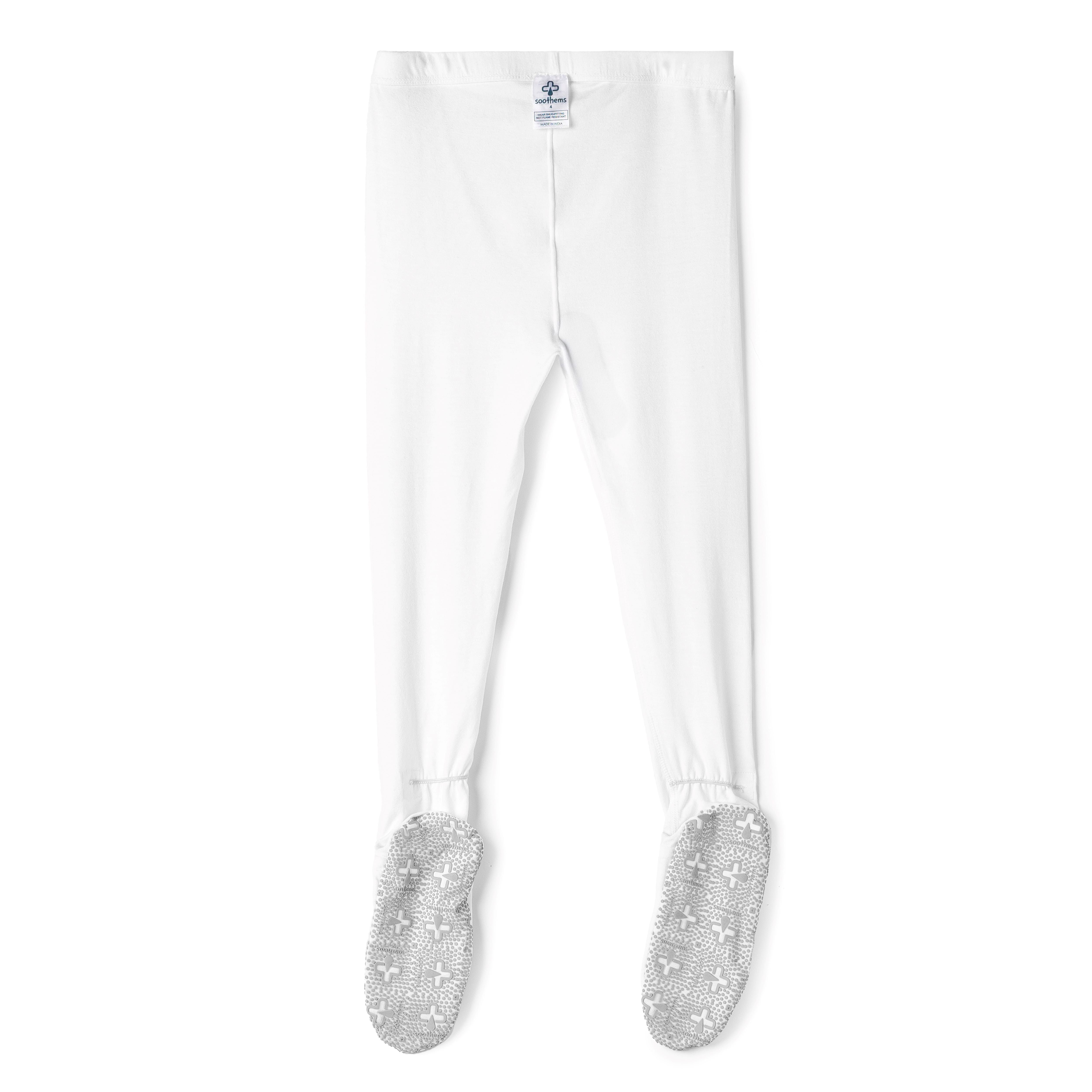 Kids Pajama Pants with Footies – Sensitive Skin Relief - White