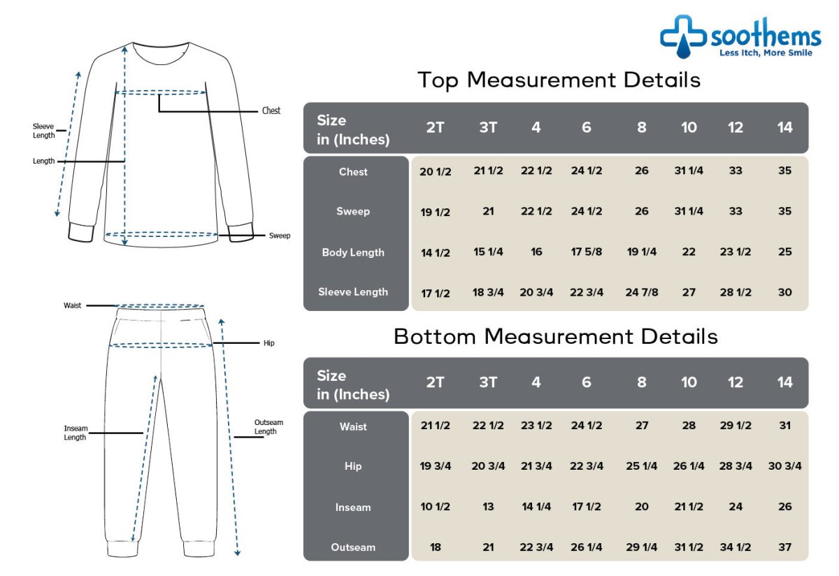 SoothemsSoothems Pajamas – TewlTec® Soothing Sleepwear (White, Sizes 12 & 14) – Ultra - Soft, Breathable, Sensitive - Skin Friendly PJsSoothems