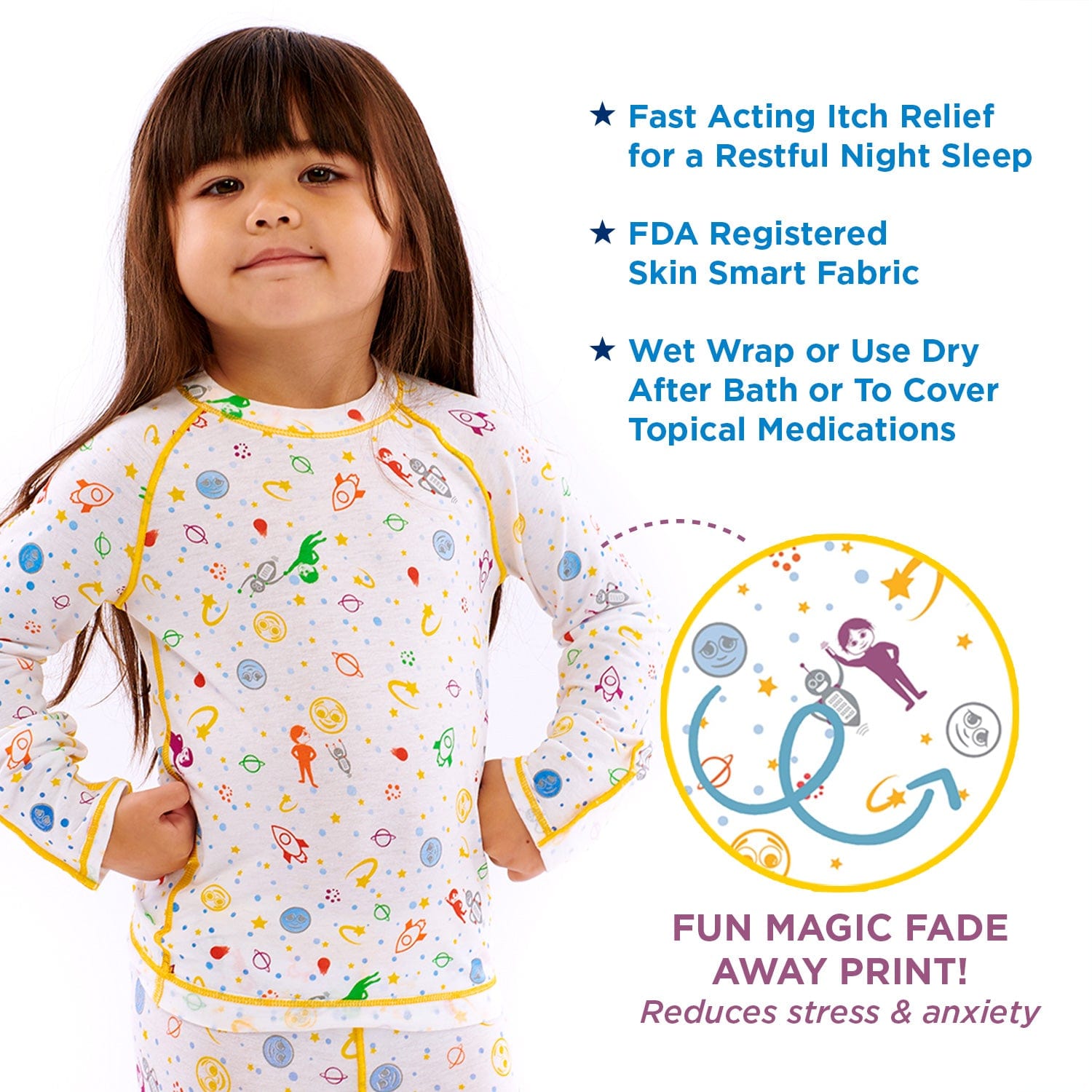 "Kids Eczema Sleepwear Shirt made from Zinc TENCEL for Wet Wrapping Therapy and Itch Relief"