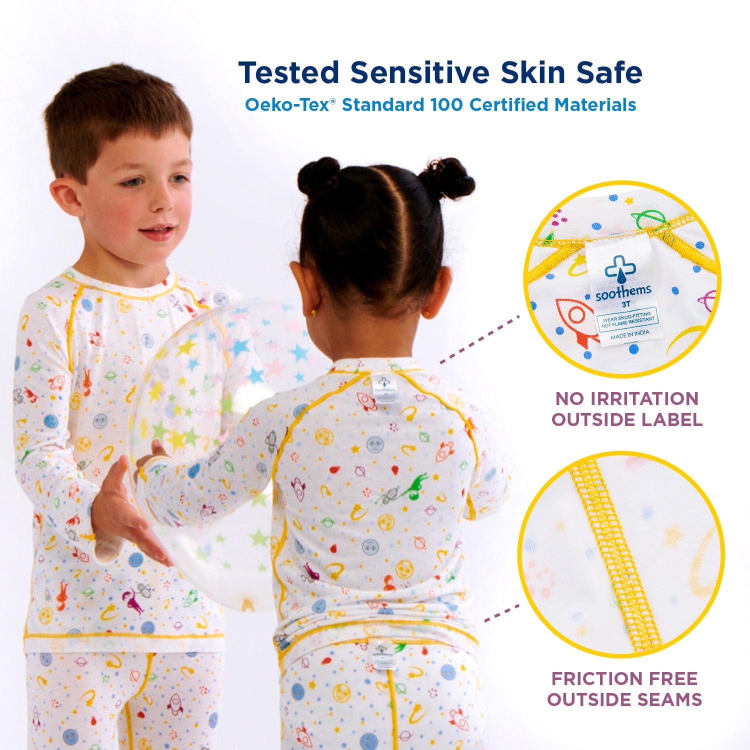 “Eczema Sleepwear Shirt for children made from TENCEL with irritation free seams for boy and girls with Sensitive Skin and Sensory Disorder”