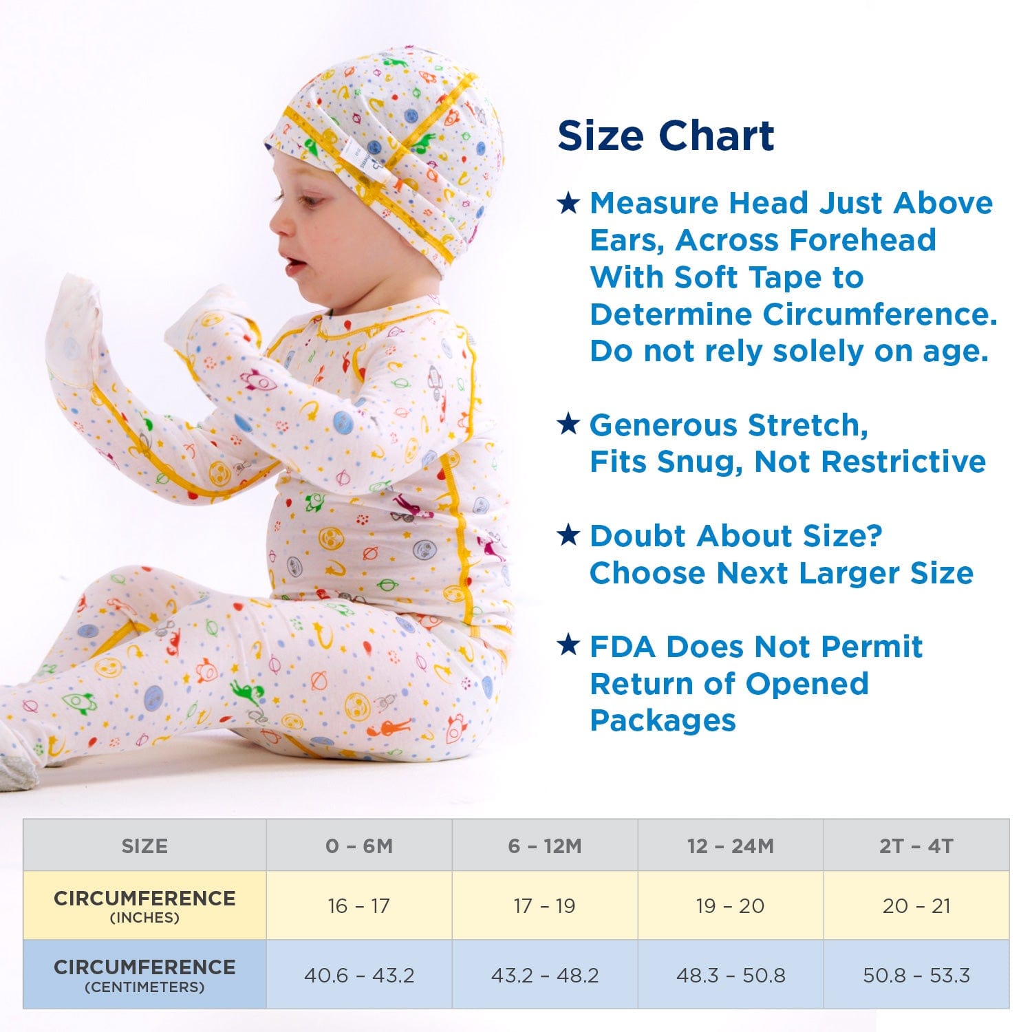 Size Chart Eczema Sleep Cap Size chart for Seborrheic Dermatitis or Cradle Cap