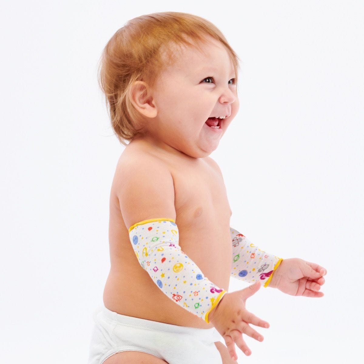 “ Baby Eczema Sleeves made from TENCEL with Zinc oxide and irritation free seams for boy and girls with Sensitive Skin and eczema contact dermatitis in the creases of the arms at the elbow and legs in the knees” 