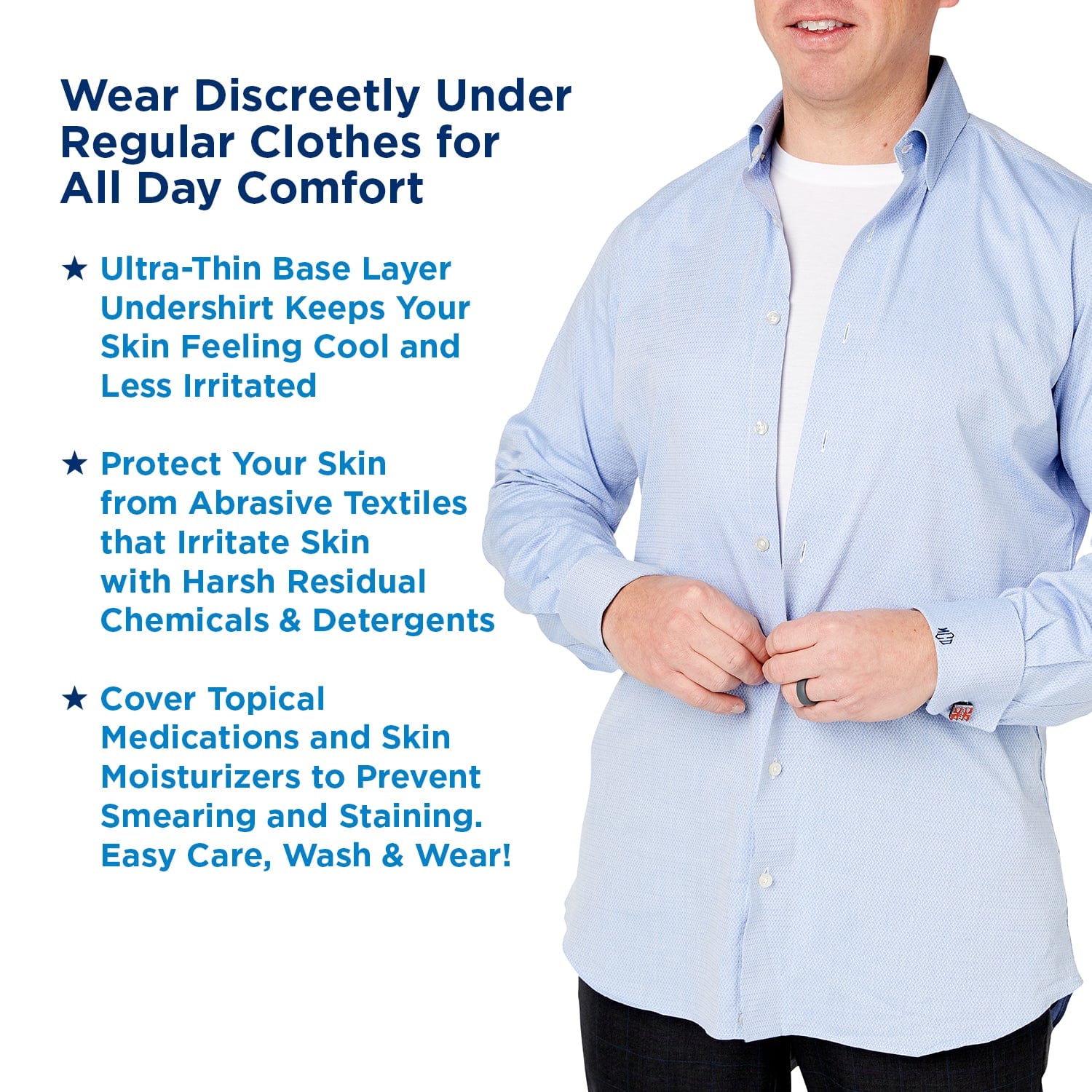 Soothems Men's Undershirt for Eczema | Psoriasis & Sensitive Skin Treatment Baselayer Clothing | Soothems